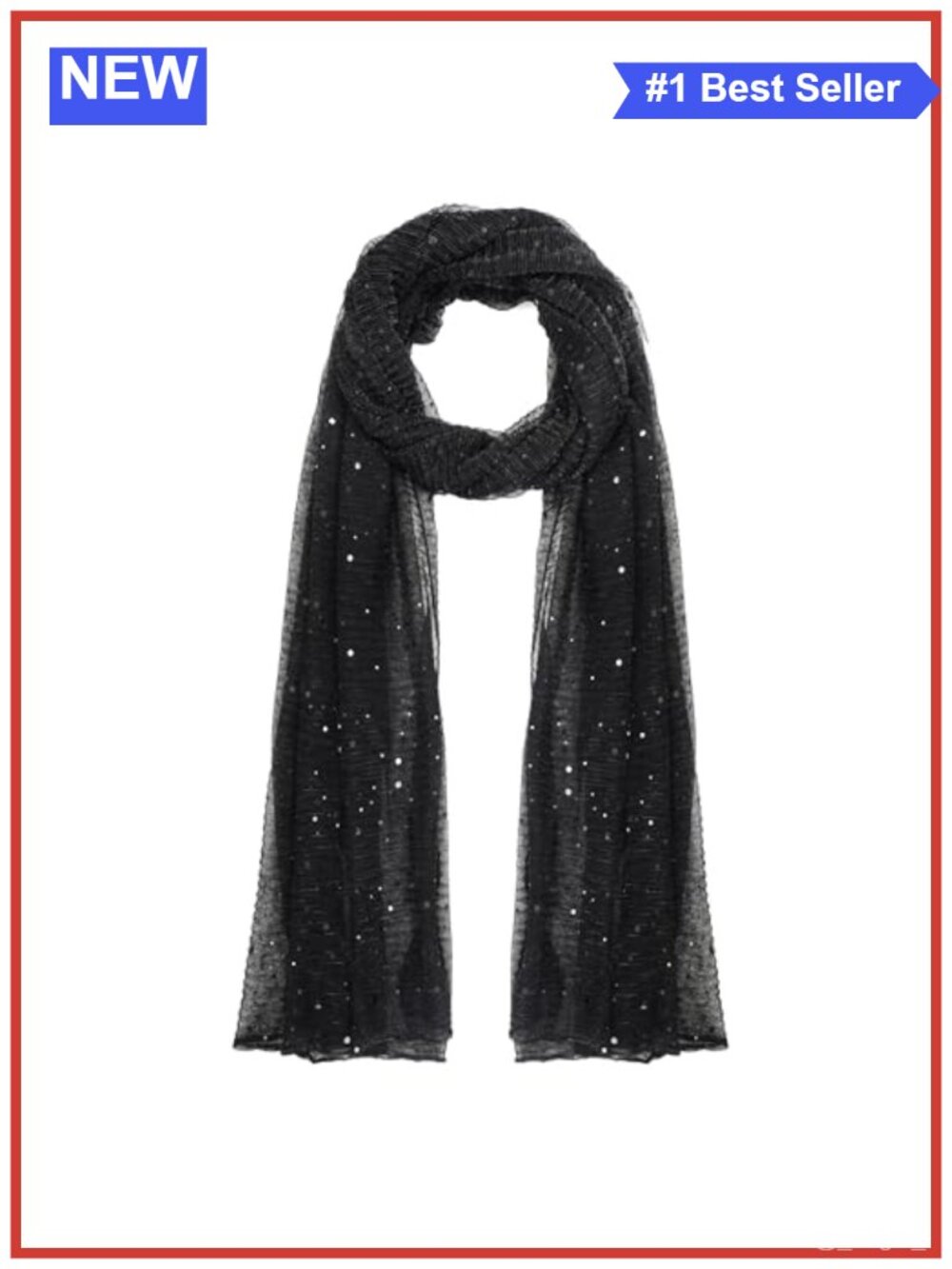 Sequin Sheer Mesh Fashion Scarf Long Shawl Wrap